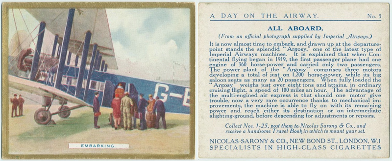 Illustration for article titled Passenger Air Travel in the 1920s As Told Through Cigarette Cards